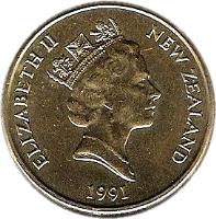 New Zealand coin 1 Dollar - Elizabeth II - 3'rd Portrait (1990 - 1998) obverse obverse of 1 Dollar - Elizabeth II - 3'rd Portrait (1990 - 1998) coin with KM# 78 from New Zealand. Inscription: ELIZABETH II NEW ZEALAND 1991