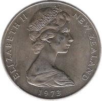 obverse of 1 Dollar - Elizabeth II (1967 - 1976) coin with KM# 38 from New Zealand. Inscription: ELIZABETH II NEW ZEALAND 1976