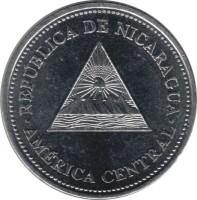 Nicaragua coin 50 Centavos (2007) obverse obverse of 50 Centavos (2007) coin with KM# 88b from Nicaragua. Inscription: REPUBLICA DE NICARAGUA AMERICA CENTRAL