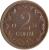 reverse of 2 Centai (1936) coin with KM# 80 from Lithuania. Inscription: 19 2 36 CENTAI