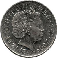 obverse of 10 Pence - Elizabeth II - Non magnetic; 4'th Portrait (2008 - 2011) coin with KM# 1110 from United Kingdom. Inscription: ELIZABETH · II · D · G REG · F · D · 2008 IRB