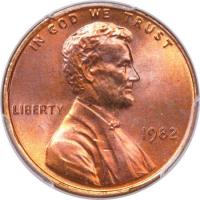 United States coin 1 Cent - Lincoln Memorial Cent (1982) obverse obverse of 1 Cent - Lincoln Memorial Cent (1982) coin with KM# 201a from United States. Inscription: IN GOD WE TRUST LIBERTY 1982 VDB