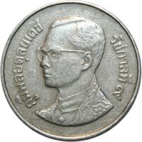 obverse of 5 Baht - Rama IX (1987 - 1988) coin with Y# 185 from Thailand.