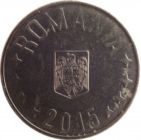 Romania coin 10 Bani (2005 - 2015) obverse obverse of 10 Bani (2005 - 2015) coin with KM# 191 from Romania. Inscription: ROMANIA 2015