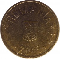 Romania coin 1 Ban (2005 - 2015) obverse obverse of 1 Ban (2005 - 2015) coin with KM# 189 from Romania. Inscription: ROMANIA 2015