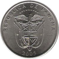 Panama coin 25 Centésimos - Kings Bridge (2005) obverse obverse of 25 Centésimos - Kings Bridge (2005) coin with KM# 136 from Panama. Inscription: REPUBLICA DE PANAMA PRO MUNDI BENEFICIO 2005