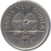 obverse of 5 Toea - Elizabeth II (1975 - 1999) coin with KM# 3 from Papua New Guinea. Inscription: PAPUA NEW GUINEA 1975