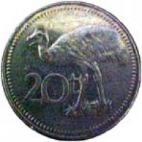 reverse of 20 Toea - Elizabeth II (1975 - 1999) coin with KM# 5 from Papua New Guinea. Inscription: 20t