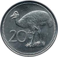 reverse of 20 Toea - Elizabeth II (2004 - 2010) coin with KM# 5a from Papua New Guinea. Inscription: 20t