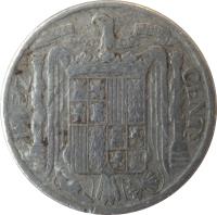 Spain coin 10 Centimos - Iberian rider (1940 - 1953) reverse reverse of 10 Centimos - Iberian rider (1940 - 1953) coin with KM# 766 from Spain. Inscription: DIEZ CENTS UNA GRANDE LIBRE PLUS ULTRA