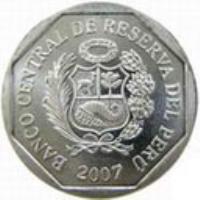 Peru coin 5 Céntimos (2007 - 2015) obverse obverse of 5 Céntimos (2007 - 2015) coin with KM# 304.4a from Peru. Inscription: BANCO CENTRAL DE RESERVA DEL PERÚ 2007