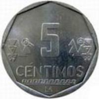 reverse of 5 Céntimos (2007 - 2015) coin with KM# 304.4a from Peru. Inscription: 5 CENTIMOS