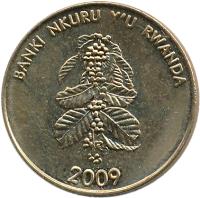 Rwanda coin 5 Francs - Type 2 legend (2009) obverse obverse of 5 Francs - Type 2 legend (2009) coin with KM# 33 from Rwanda. Inscription: BANKI NKURU Y'U RWANDA 2009