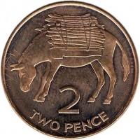 Saint Helena and Ascension coin 2 Pence - Elizabeth II - 3'rd Portrait (1998 - 2006) reverse reverse of 2 Pence - Elizabeth II - 3'rd Portrait (1998 - 2006) coin with KM# 12a from Saint Helena and Ascension. Inscription: 2 TWO PENCE