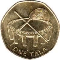 reverse of 1 Tālā - Tuiatua Tupua Tamasese Efi (2011) coin with KM# 171 from Samoa. Inscription: ONE TALA