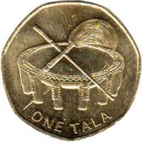 Samoa coin 1 Tālā - Tuiatua Tupua Tamasese Efi (2011) reverse reverse of 1 Tālā - Tuiatua Tupua Tamasese Efi (2011) coin with KM# 171 from Samoa. Inscription: ONE TALA