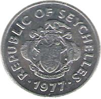 Seychelles coin 1 Cent (1977) obverse obverse of 1 Cent (1977) coin with KM# 30 from Seychelles. Inscription: REPUBLIC OF SEYCHELLES · 1977 ·