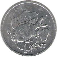 reverse of 1 Cent (1977) coin with KM# 30 from Seychelles. Inscription: 1 CENT