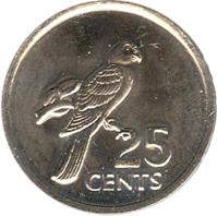 Seychelles coin 25 Cents (1977) reverse reverse of 25 Cents (1977) coin with KM# 33 from Seychelles. Inscription: 25 CENTS