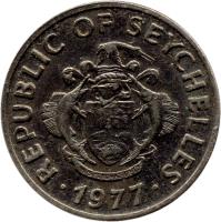 Seychelles coin 50 Cents (1977) obverse obverse of 50 Cents (1977) coin with KM# 34 from Seychelles. Inscription: REPUBLIC OF SEYCHELLES · 1977 ·