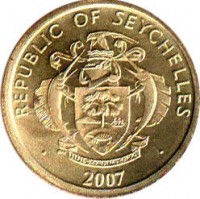 obverse of 10 Cents (2007) coin with KM# 48a from Seychelles. Inscription: REPUBLIC OF SEYCHELLES · 2007 ·