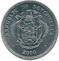 Seychelles coin 25 Cents (2000) obverse obverse of 25 Cents (2000) coin with KM# 49b from Seychelles. Inscription: REPUBLIC OF SEYCHELLES · 2000 ·