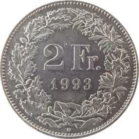 Switzerland coin 2 Francs (1968 - 2015) reverse reverse of 2 Francs (1968 - 2015) coin with KM# 21a from Switzerland. Inscription: 2 Fr. 1970