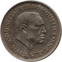 obverse of 20 Cents (1978 - 1984) coin with KM# 30 from Sierra Leone.