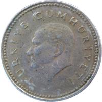 Turkey coin 5000 Lira (1992 - 1994) obverse obverse of 5000 Lira (1992 - 1994) coin with KM# 1025 from Turkey. Inscription: TÜRKİYE CUMHURİYETİ