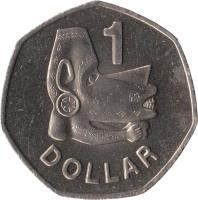 Solomon Islands coin 1 Dollar - Elizabeth II - Non magnetic; 3'rd Portrait (1996 - 2005) reverse reverse of 1 Dollar - Elizabeth II - Non magnetic; 3'rd Portrait (1996 - 2005) coin with KM# 72 from Solomon Islands. Inscription: 1 DOLLAR