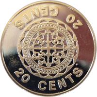 Solomon Islands coin 20 Cents - Elizabeth II - 2'nd Portrait (1977 - 1983) reverse reverse of 20 Cents - Elizabeth II - 2'nd Portrait (1977 - 1983) coin with KM# 5 from Solomon Islands. Inscription: 20 CENTS 20 CENTS