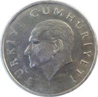 Turkey coin 25 Bin Lira (1995 - 2000) obverse obverse of 25 Bin Lira (1995 - 2000) coin with KM# 1041 from Turkey. Inscription: TÜRKİYE CUMHURİYETİ