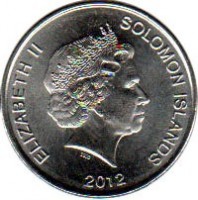 obverse of 10 Cents - Elizabeth II - 4'th Portrait (2012) coin with KM# 235 from Solomon Islands. Inscription: ELIZABETH II SOLOMON ISLANDS 2012