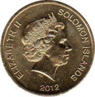 Solomon Islands coin 2 Dollars - Elizabeth II - 4'th Portrait (2012) obverse obverse of 2 Dollars - Elizabeth II - 4'th Portrait (2012) coin with KM# 239 from Solomon Islands. Inscription: ELIZABETH II SOLOMON ISLANDS 2012