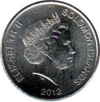 Solomon Islands coin 20 Cents - Elizabeth II - 4'th Portrait (2012) obverse obverse of 20 Cents - Elizabeth II - 4'th Portrait (2012) coin with KM# 236 from Solomon Islands. Inscription: ELIZABETH II SOLOMON ISLANDS 2012