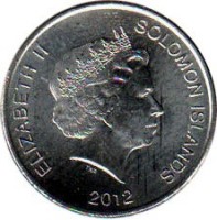 obverse of 20 Cents - Elizabeth II - 4'th Portrait (2012) coin with KM# 236 from Solomon Islands. Inscription: ELIZABETH II SOLOMON ISLANDS 2012