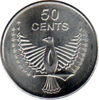 reverse of 50 Cents - Elizabeth II - 4'th Portrait (2012) coin with KM# 237 from Solomon Islands. Inscription: 50 CENTS