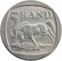 reverse of 5 Rand - SOUTH AFRICA - SUID-AFRIKA (1994 - 1995) coin with KM# 140 from South Africa. Inscription: 5 RAND ALS