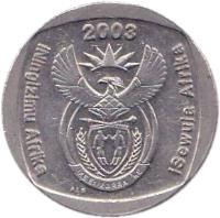 South Africa coin 2 Rand - ININGIZIMU AFRIKA - ISEWULA AFRIKA (2003) obverse obverse of 2 Rand - ININGIZIMU AFRIKA - ISEWULA AFRIKA (2003) coin with KM# 335 from South Africa. Inscription: iNingizimu Afrika 2003 iSewula Afrika ALS