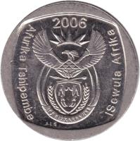South Africa coin 1 Rand - AFURIKA TSHIPEMBE - ISEWULA AFRIKA (2006) obverse obverse of 1 Rand - AFURIKA TSHIPEMBE - ISEWULA AFRIKA (2006) coin with KM# 490 from South Africa. Inscription: Afurika Tshipembe 2006 iSewula Afrika ALS
