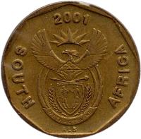 obverse of 10 Cents - SOUTH AFRICA (2000 - 2001) coin with KM# 224 from South Africa. Inscription: SOUTH AFRICA 2001 ALS
