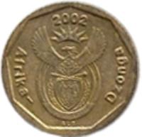 obverse of 10 Cents - AFRIKA-DZONGA (2002) coin with KM# 269 from South Africa. Inscription: AFRIKA-DZONGA 2002 ALS