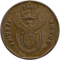 South Africa coin 20 Cents - AFORIKA BORWA (2000 - 2001) obverse obverse of 20 Cents - AFORIKA BORWA (2000 - 2001) coin with KM# 225 from South Africa. Inscription: AFERIKA BORWA 2000 ALS