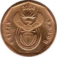 South Africa coin 20 Cents - Afrika Borwa (2004) obverse obverse of 20 Cents - Afrika Borwa (2004) coin with KM# 328 from South Africa. Inscription: Afrika Borwa 2004 ALS