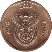 obverse of 50 Cents - SUID AFRICA (2004) coin with KM# 331 from South Africa. Inscription: Suid-Afrika 2004 ALS