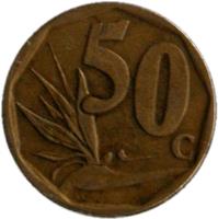 South Africa coin 50 Cents - UMZANTSI AFRIKA (2005) reverse reverse of 50 Cents - UMZANTSI AFRIKA (2005) coin with KM# 294 from South Africa. Inscription: 50c LL