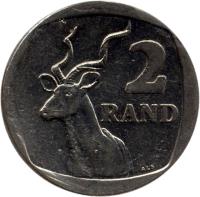 reverse of 2 Rand - UMZANTSI AFRIKA (2000 - 2001) coin with KM# 228 from South Africa. Inscription: 2 RAND ALS