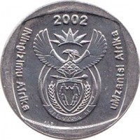 South Africa coin 2 Rand - ININGIZIMU AFRIKA - UMZANTSI AFRIKA (2002) obverse obverse of 2 Rand - ININGIZIMU AFRIKA - UMZANTSI AFRIKA (2002) coin with KM# 273 from South Africa. Inscription: iNingizimu Afrika 2002 uMzantsi Afrika ALS
