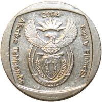 South Africa coin 2 Rand - AFURIKA TSHIPEMBE - ISEWULA AFRIKA (2004) obverse obverse of 2 Rand - AFURIKA TSHIPEMBE - ISEWULA AFRIKA (2004) coin with KM# 336 from South Africa. Inscription: 2004 Afurika Tshipembe iSewula Afrika ALS