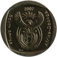 obverse of 2 Rand - SOUTH AFRICA - AFRIKA DZONGA (2007) coin with KM# 345 from South Africa. Inscription: 2007 South Africa Afrika-Dzonga ALS